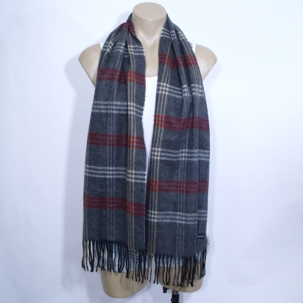 Cejon Gray Plaid Fringe Scarf